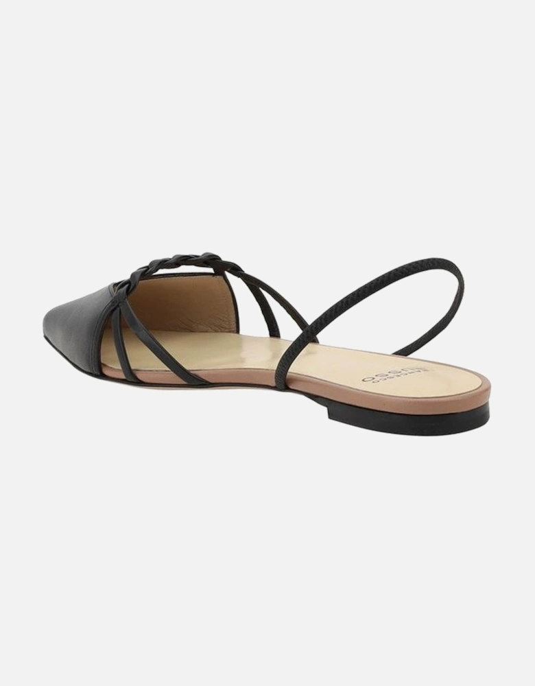 Slingback Sandals with Woven Detail Women - Black Flat Shoes