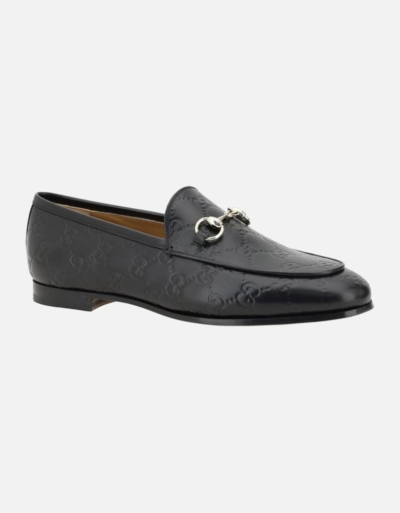 Leather Loafers with Horsebit and GG Logo Women - Black Flats