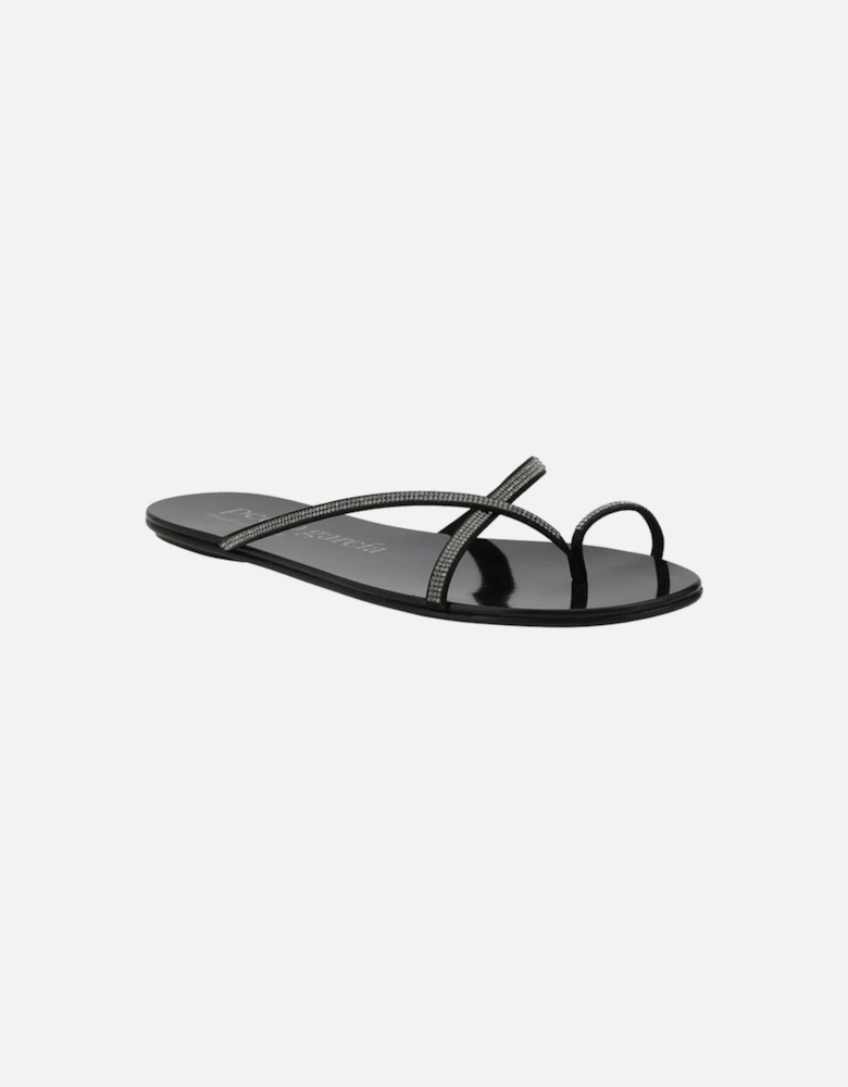 Rhinestone Embellished Flat Sandals Women - Black