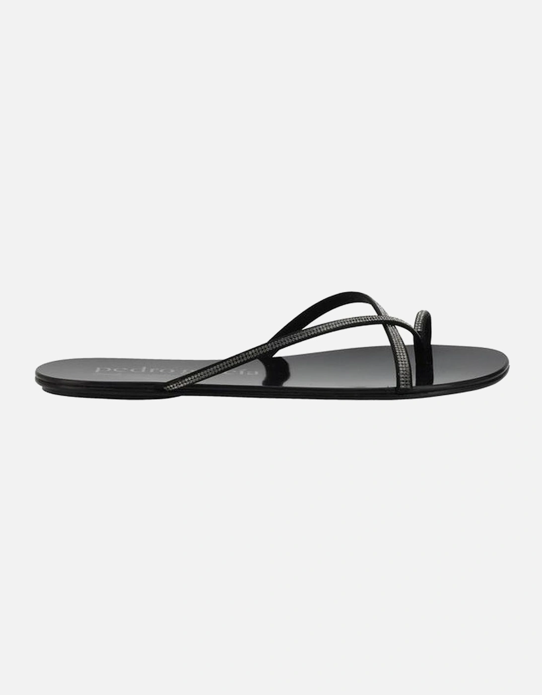 Rhinestone Embellished Flat Sandals Women - Black, 5 of 4