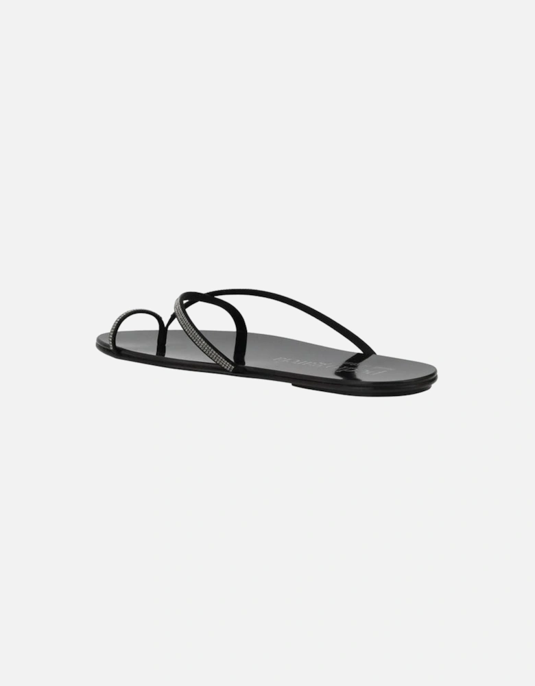 Rhinestone Embellished Flat Sandals Women - Black