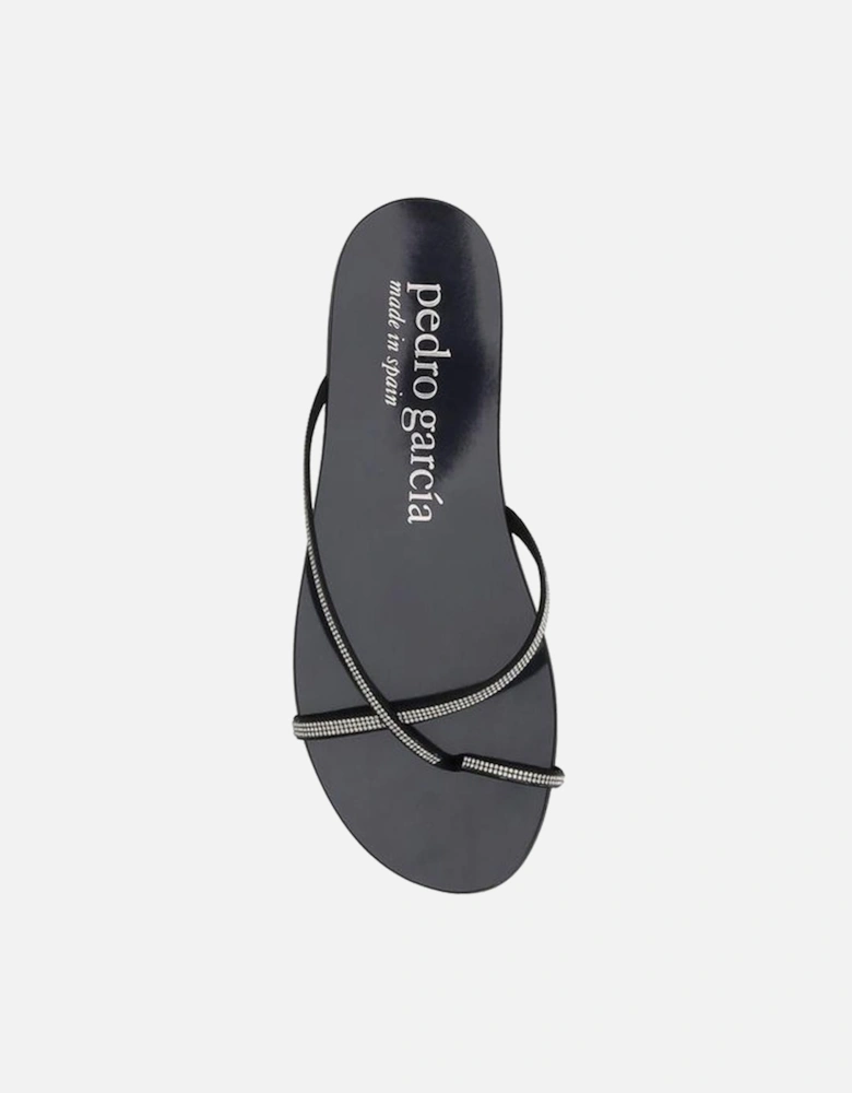 Rhinestone Embellished Flat Sandals Women - Black