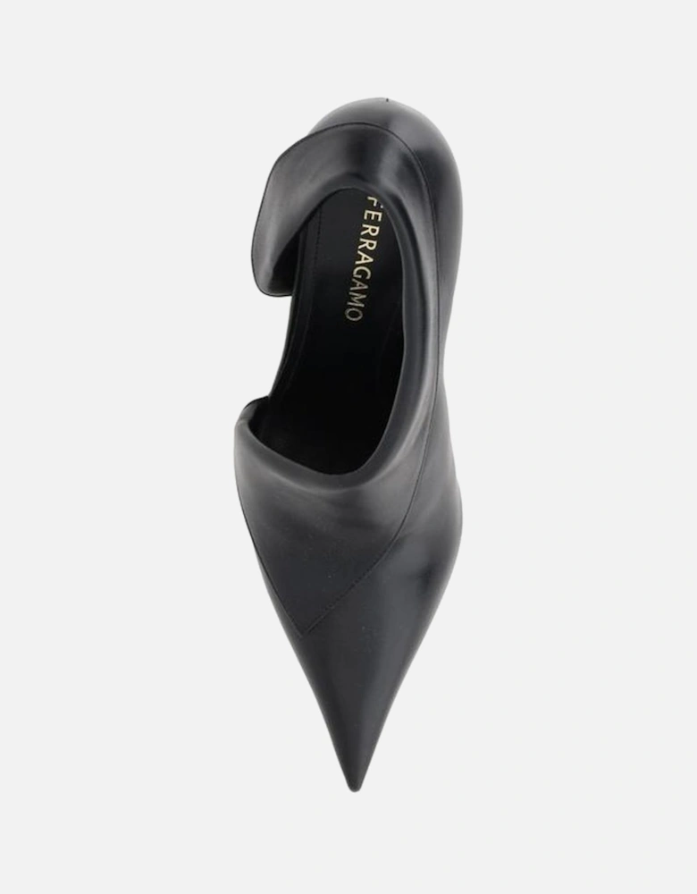 Leather Pumps with Crooked Stiletto Heel Women - Black