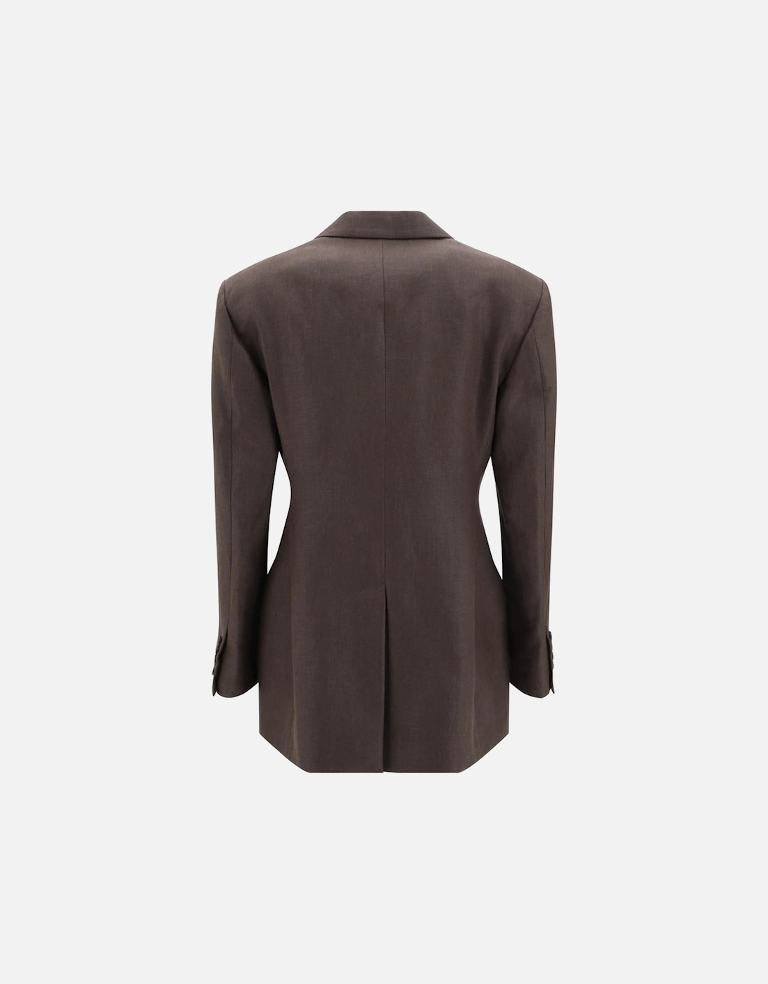 Linen Double-Breasted Blazer with Peak Lapel Women - Brown Suits