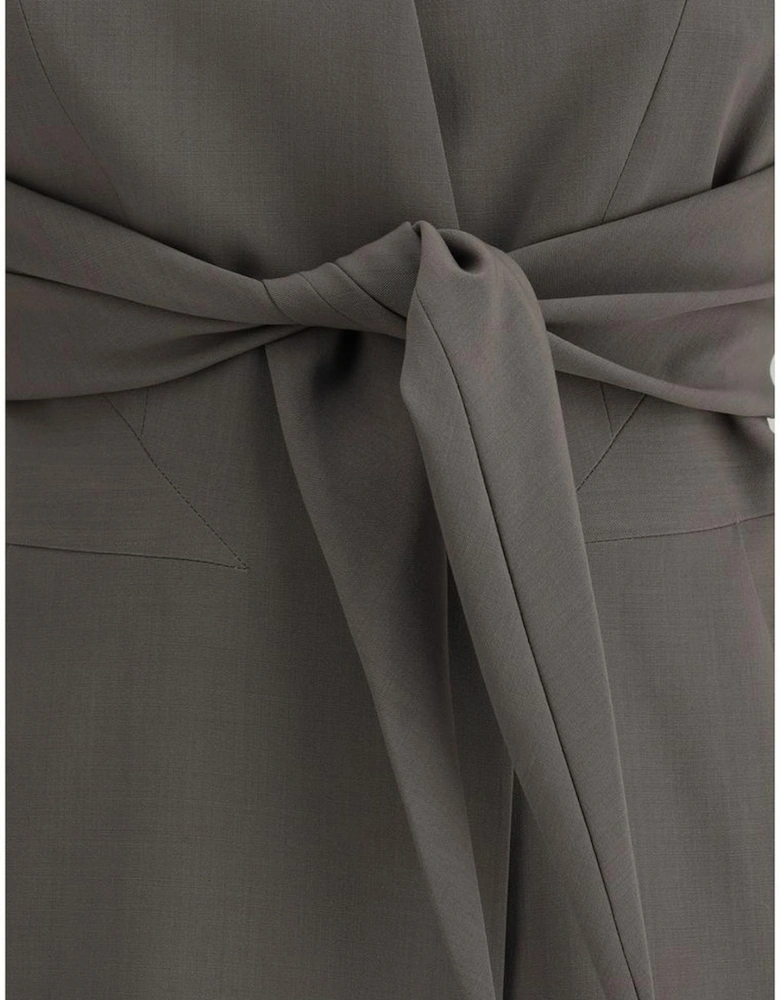 Wool Vest with Knotted Tie Closure Women - Gray Suits