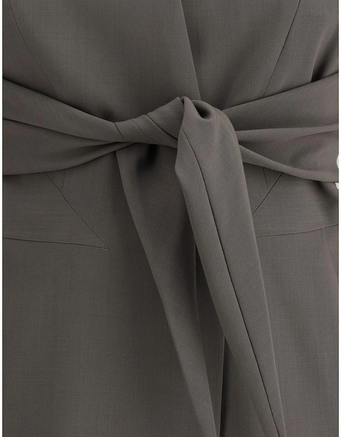 Wool Vest with Knotted Tie Closure Women - Gray Suits
