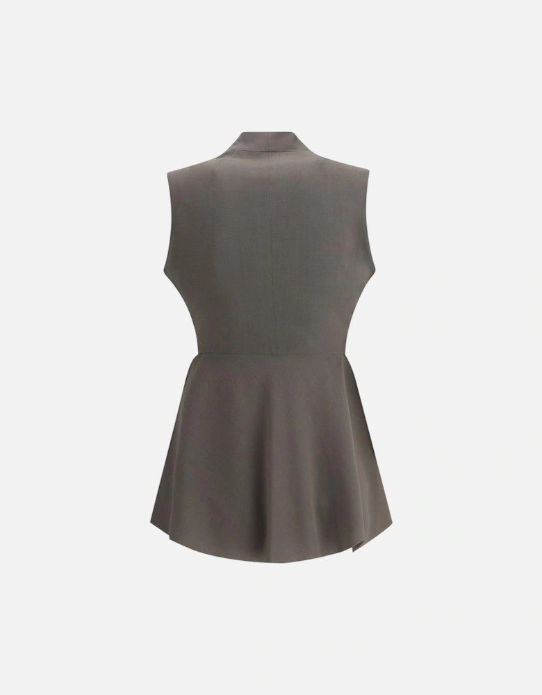 Wool Vest with Knotted Tie Closure Women - Gray Suits