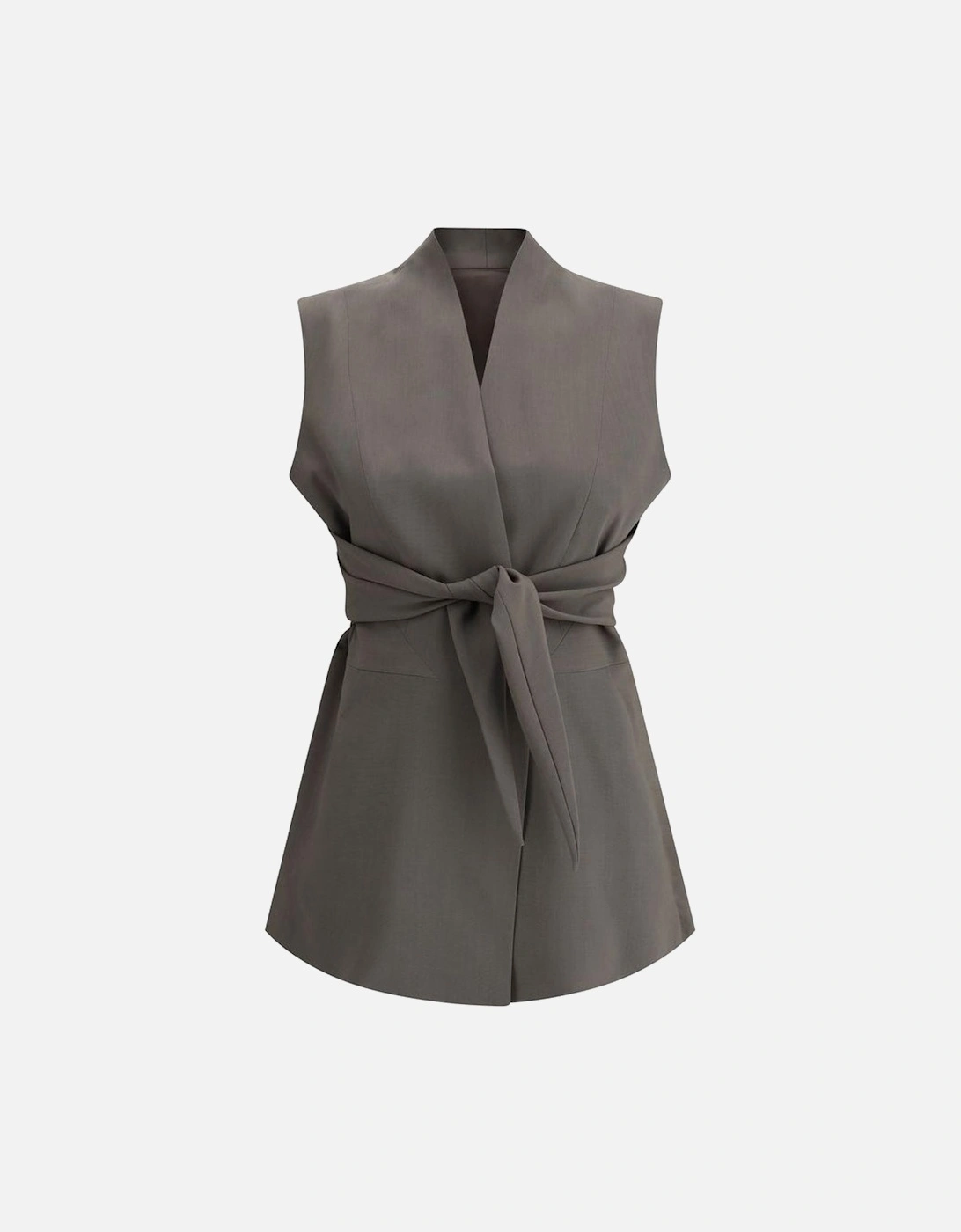 Wool Vest with Knotted Tie Closure Women - Gray Suits, 4 of 3