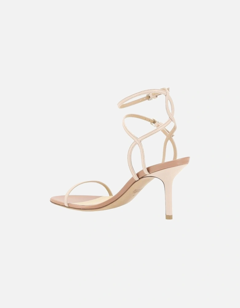 Elegant Leather Sandals with Stiletto Heel Women - Multicolor