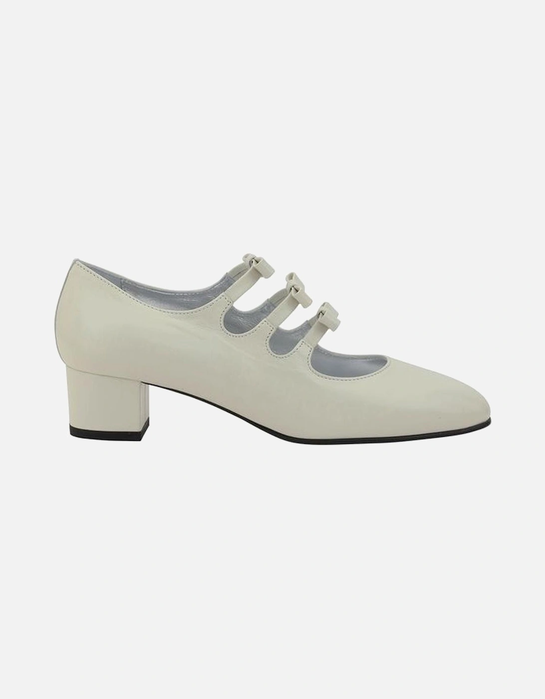 Leather Mary Jane Pumps with Chunky Heel Women - White, 5 of 4