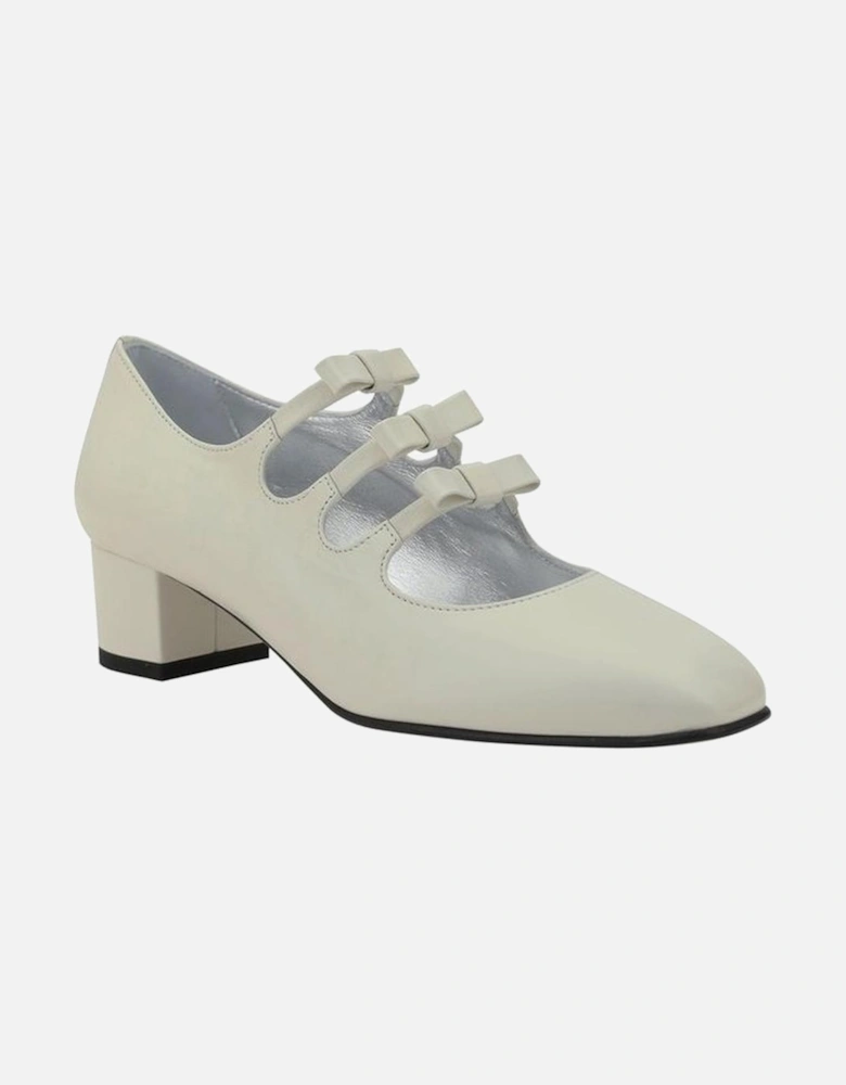 Leather Mary Jane Pumps with Chunky Heel Women - White