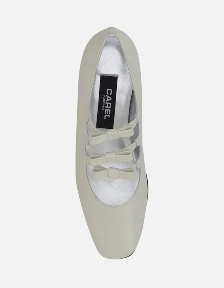 Leather Mary Jane Pumps with Chunky Heel Women - White