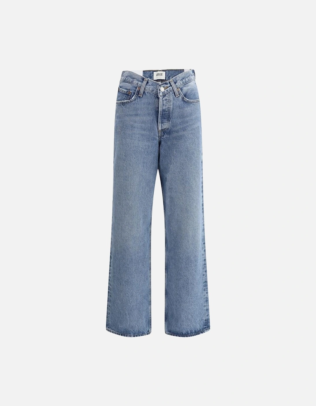Baggy Fit V-Waist Five Pocket Jeans Women - Blue Jeans, 4 of 3
