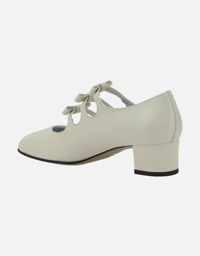 Leather Mary Jane Pumps with Chunky Heel Women - White