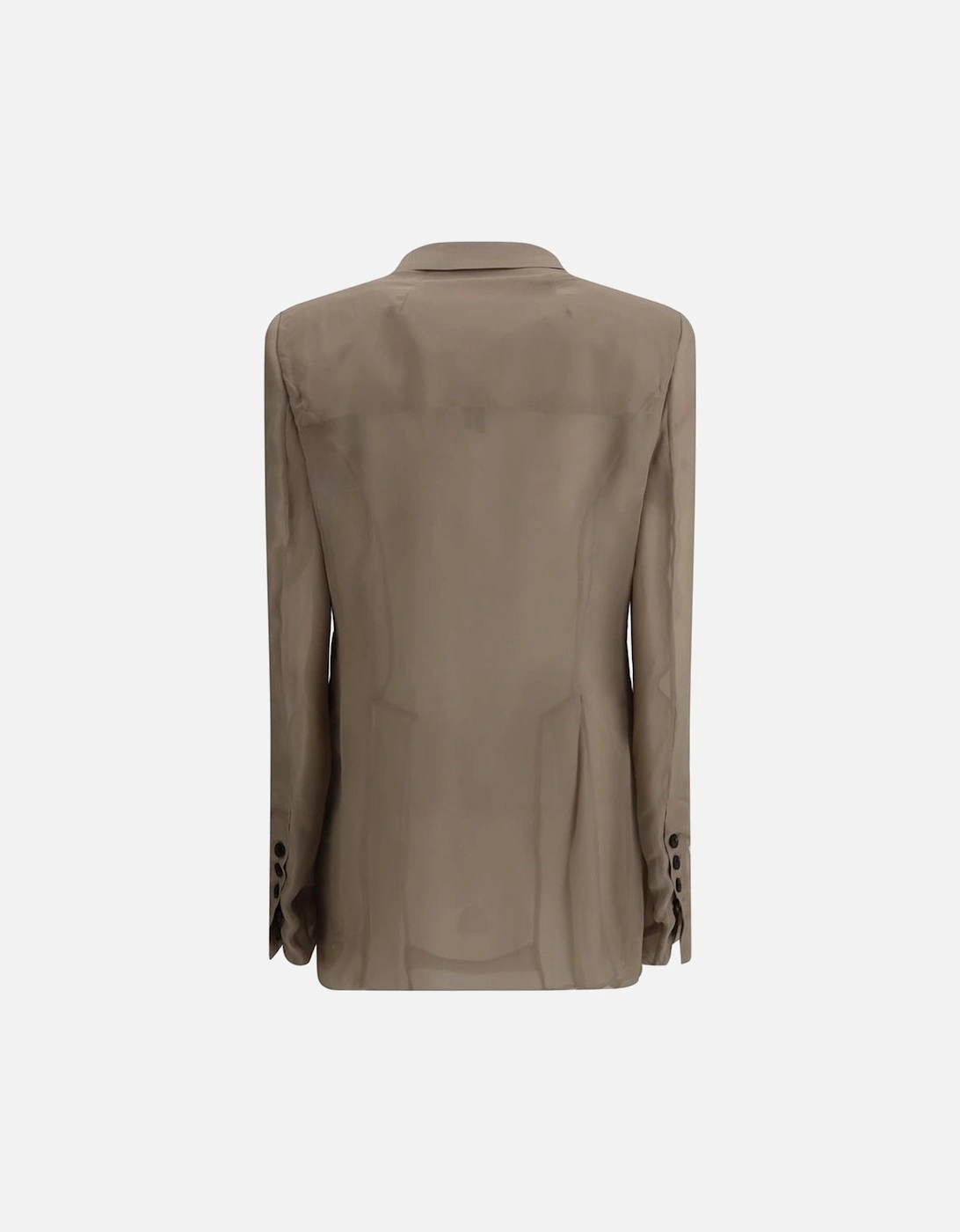 Double-Breasted Blazer with Semi-Transparent Silk Sleeves Women - Gray