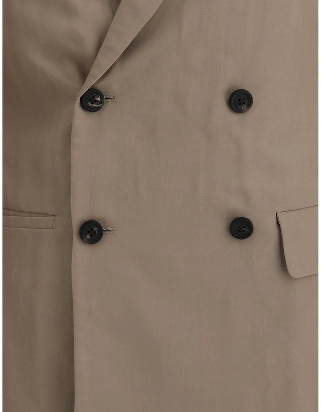 Double-Breasted Blazer with Semi-Transparent Silk Sleeves Women - Gray