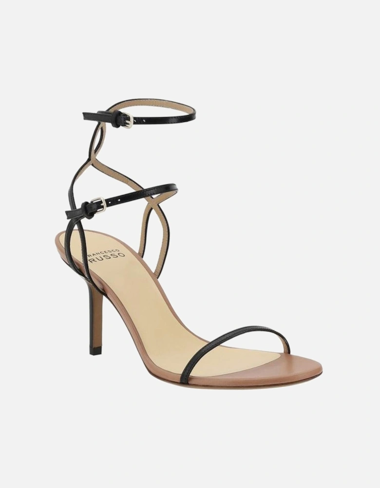 Elegant Leather Stiletto Heel Sandals Women - Black
