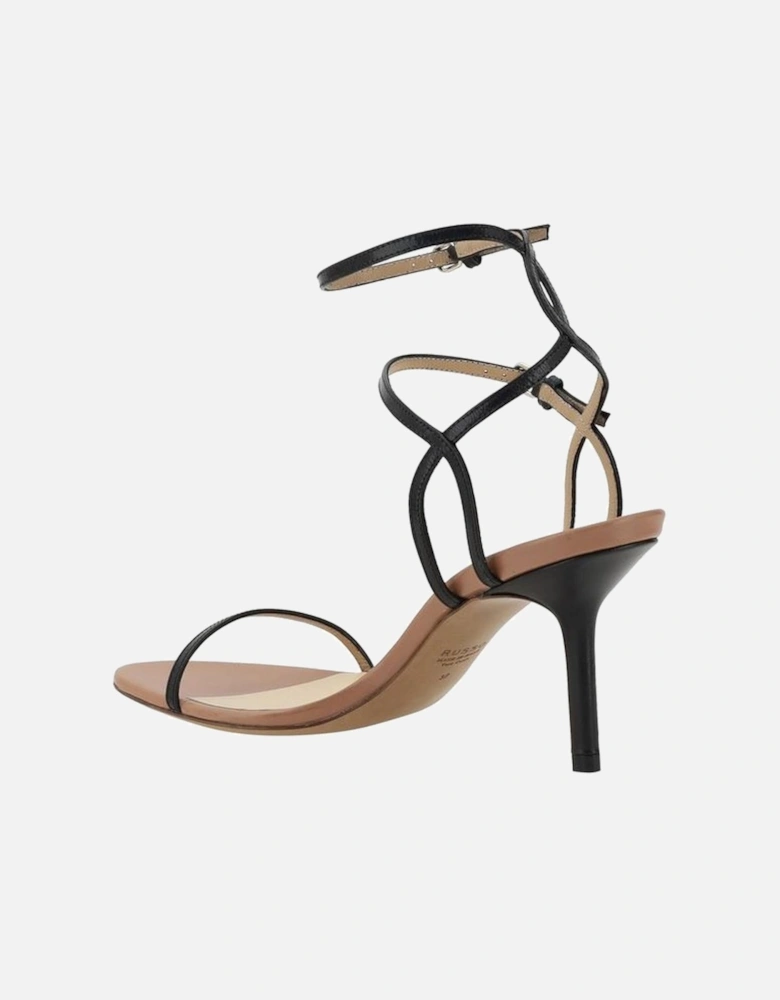 Elegant Leather Stiletto Heel Sandals Women - Black