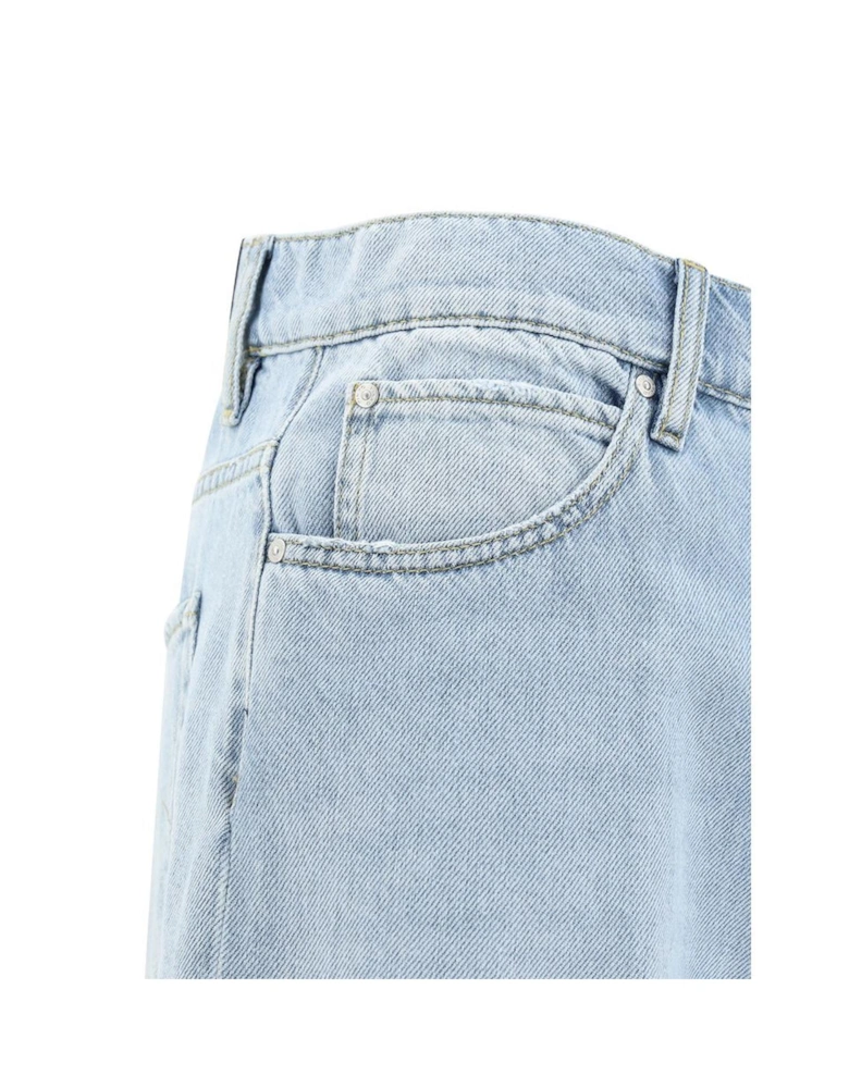Straight-Leg Ripped Hem Jeans Women - Light Blue Jeans