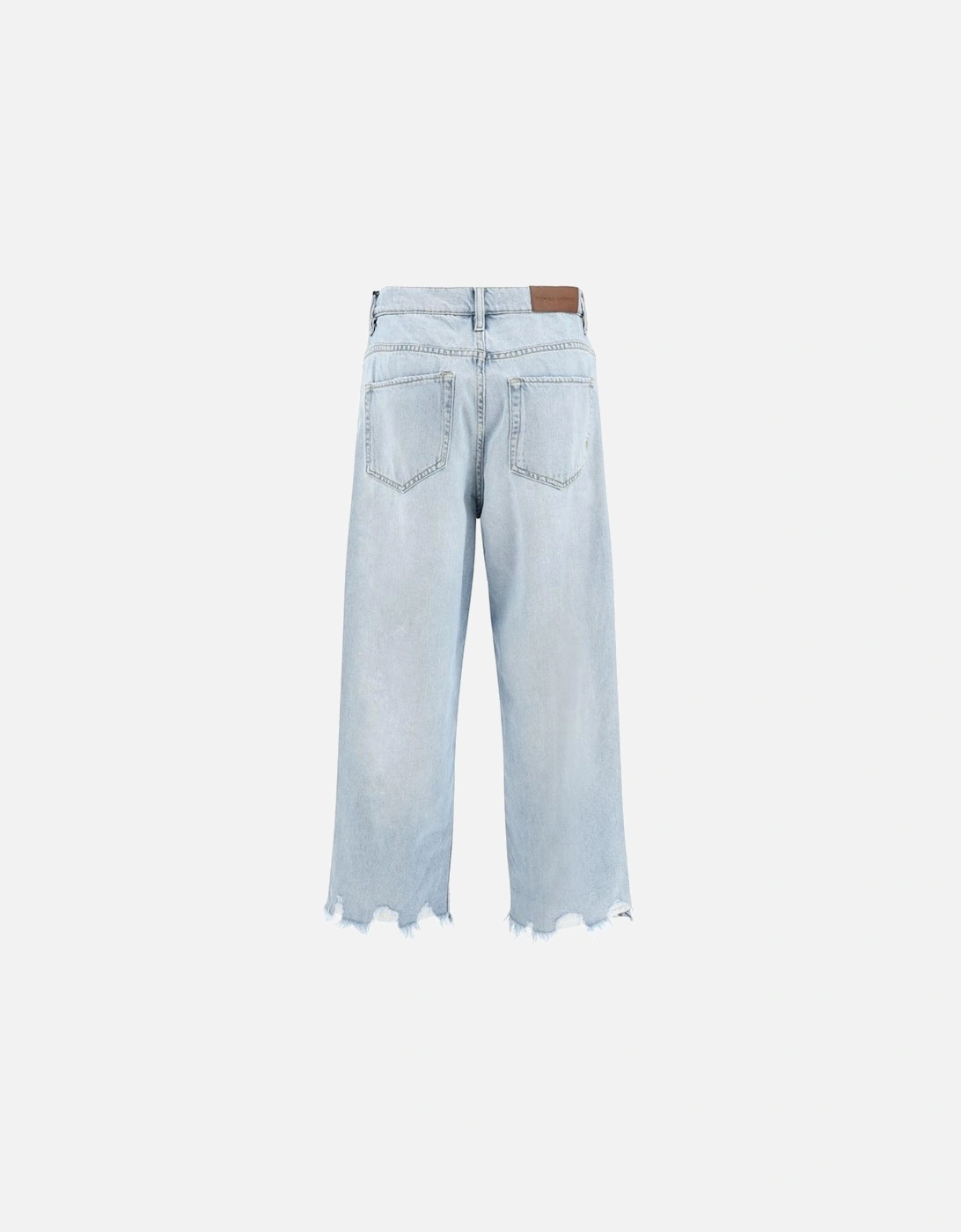 Straight-Leg Ripped Hem Jeans Women - Light Blue Jeans