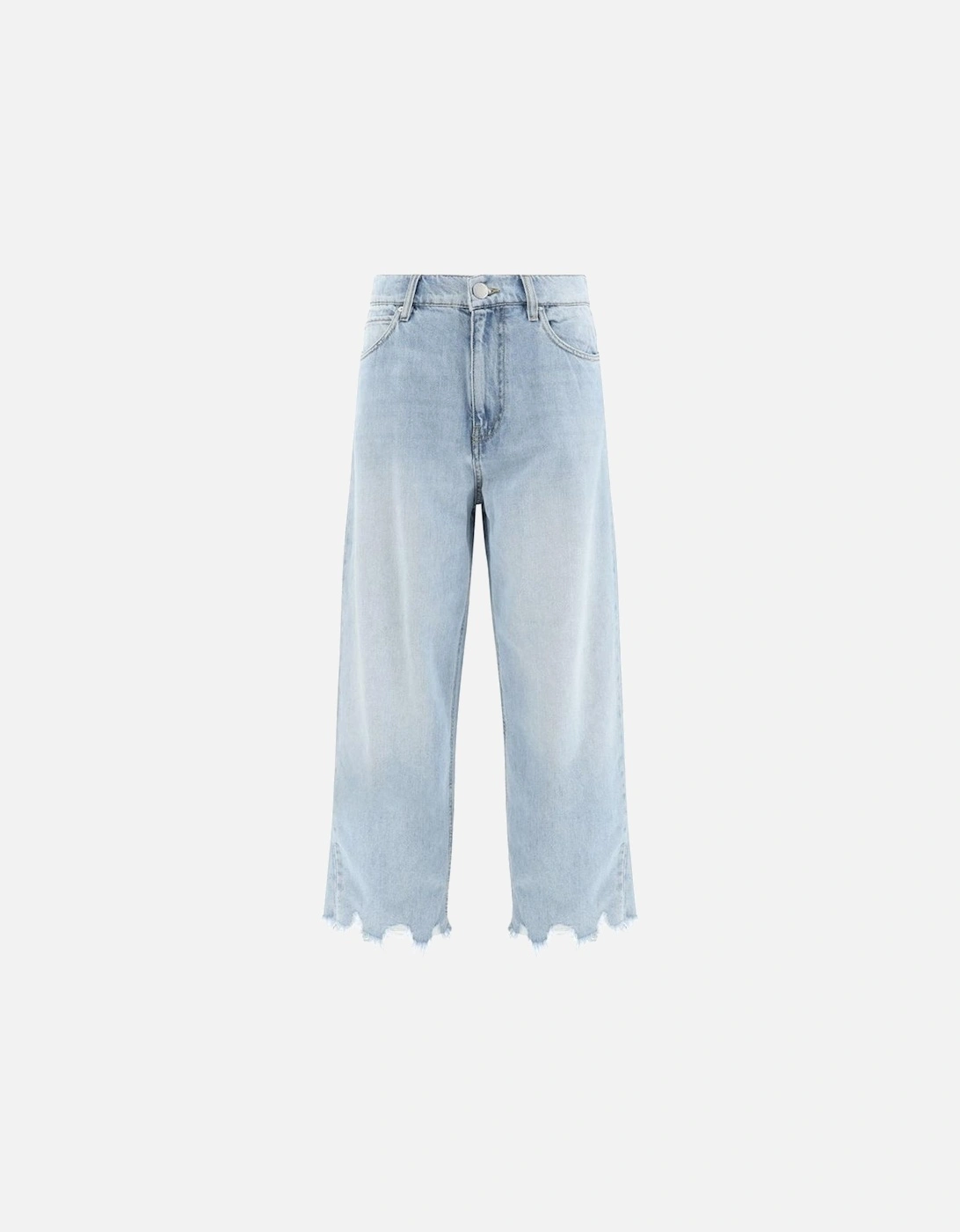 Straight-Leg Ripped Hem Jeans Women - Light Blue Jeans, 4 of 3