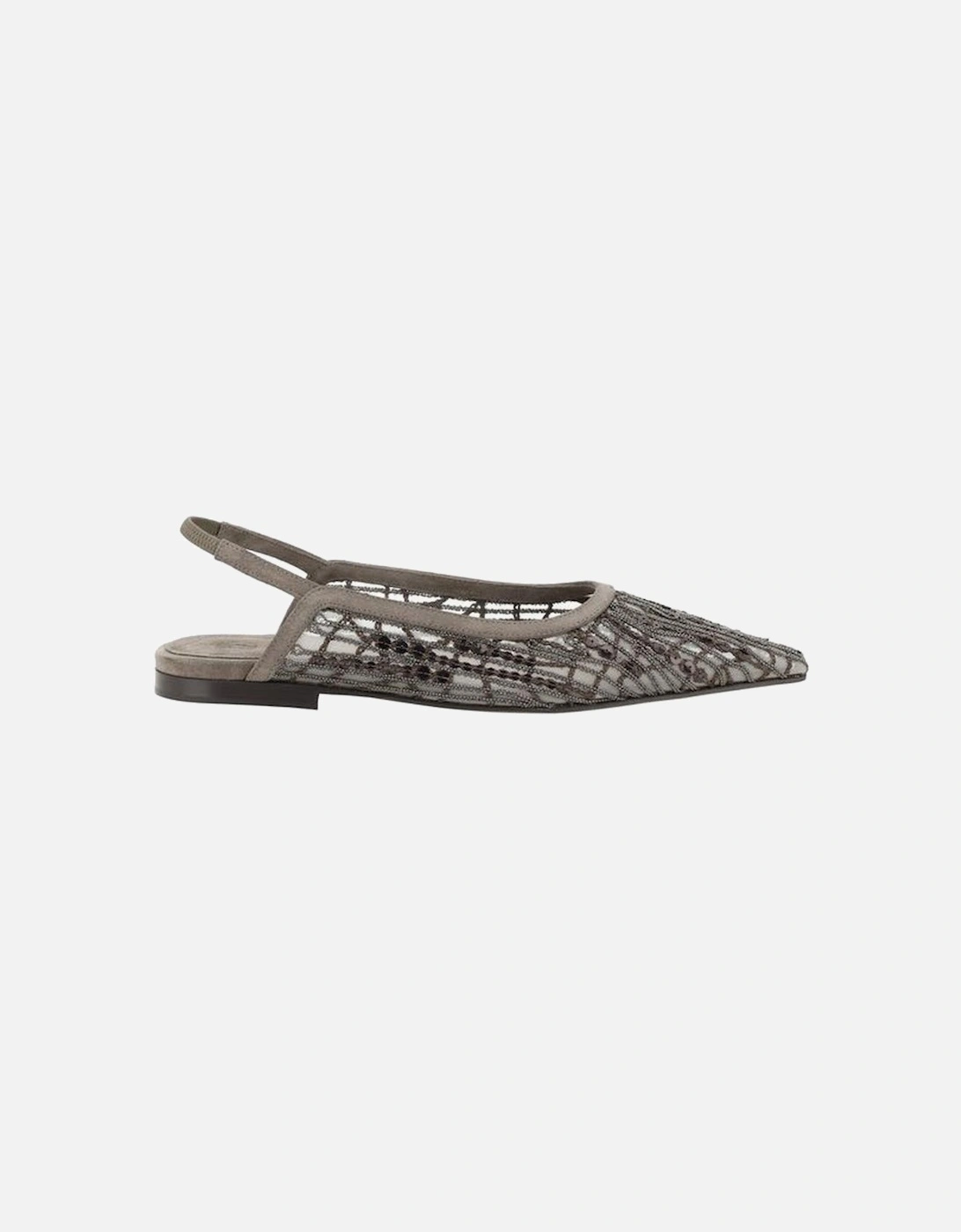 Elegant Mesh Beaded Slingback Ballerinas Women - Gray Flats, 5 of 4