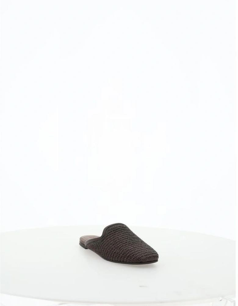Knit Weave Mules with Leather Detailing Women - Brown Sandals