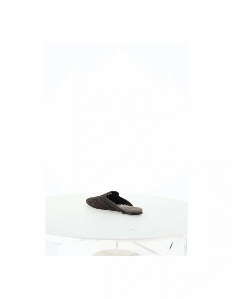 Knit Weave Mules with Leather Detailing Women - Brown Sandals