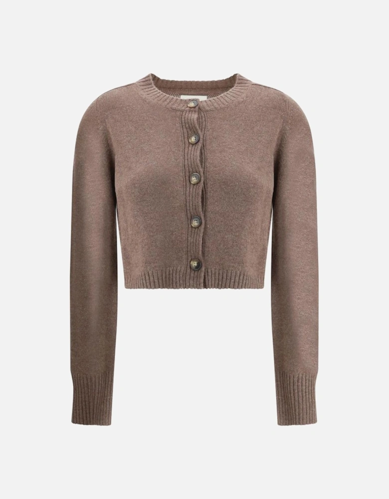 Zephir Cashmere Cropped Cardigan with Ribbed Details Women - Brown