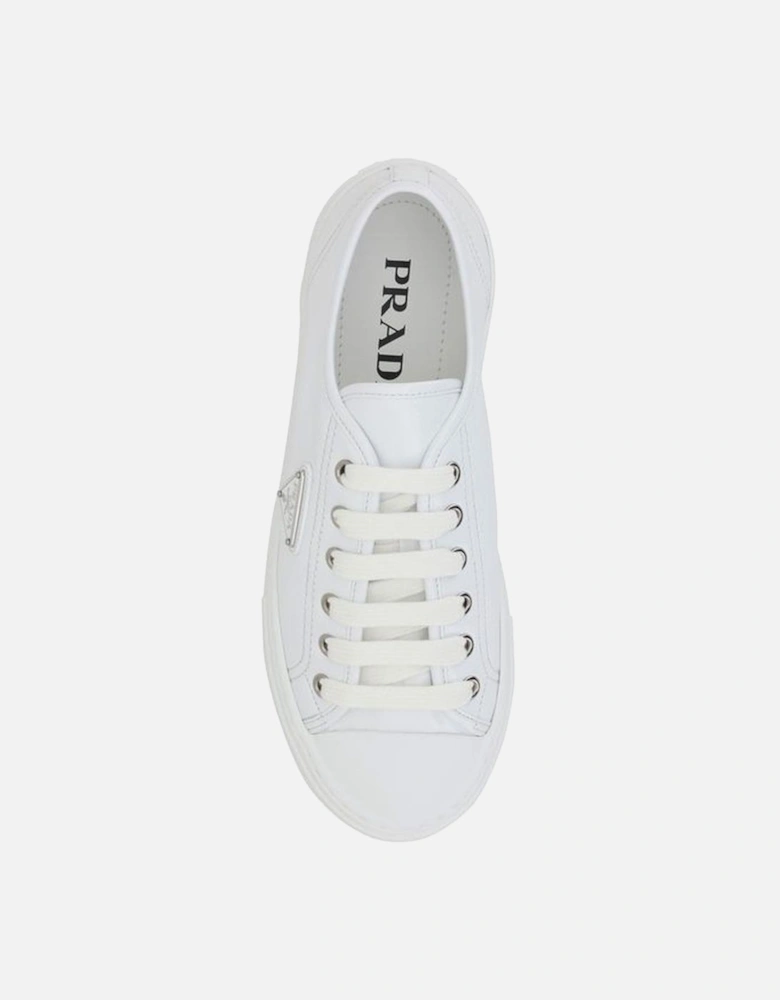 Paneled Patent Leather Lace-Up Sneakers Women - White