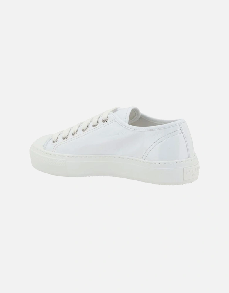 Paneled Patent Leather Lace-Up Sneakers Women - White