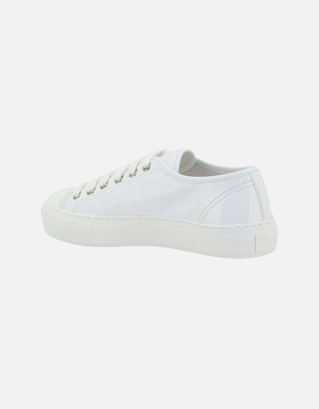 Paneled Patent Leather Lace-Up Sneakers Women - White