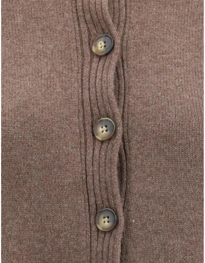 Zephir Cashmere Cropped Cardigan with Ribbed Details Women - Brown