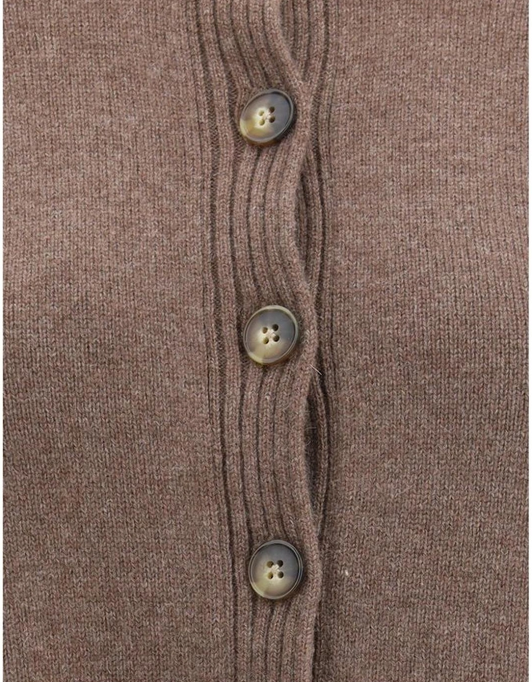 Zephir Cashmere Cropped Cardigan with Ribbed Details Women - Brown