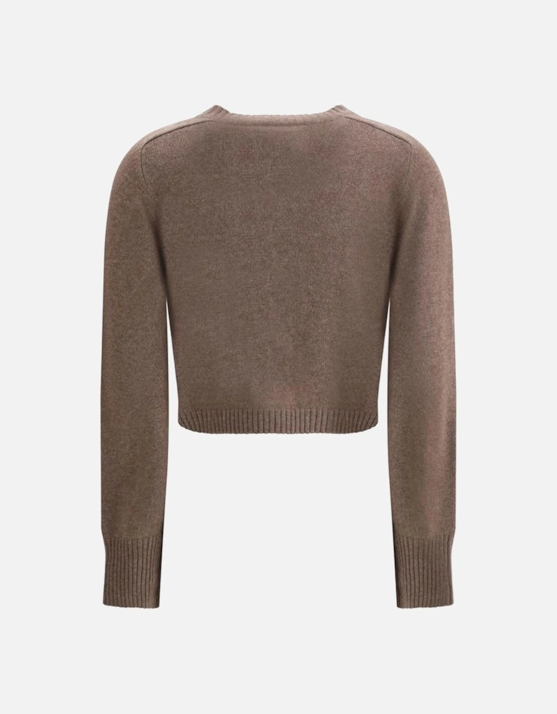 Zephir Cashmere Cropped Cardigan with Ribbed Details Women - Brown