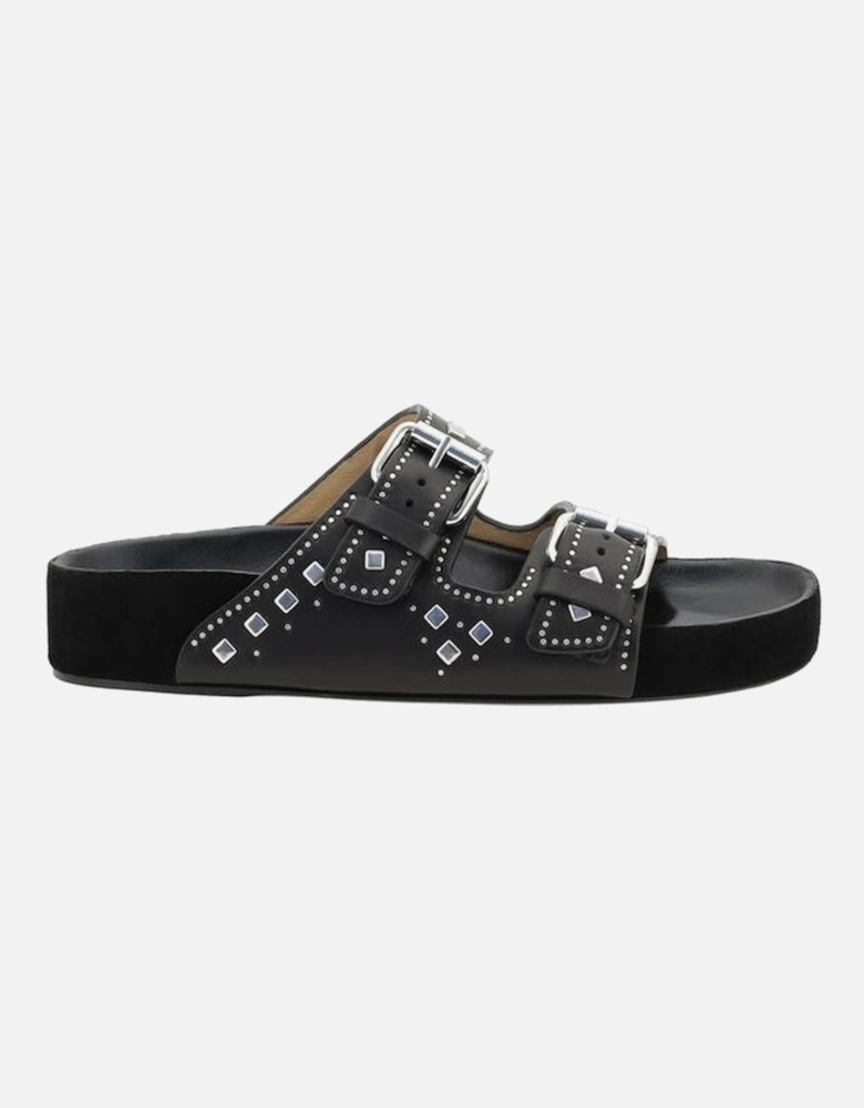 Lennyo Leather Sandals with Studded Buckles Women - Black