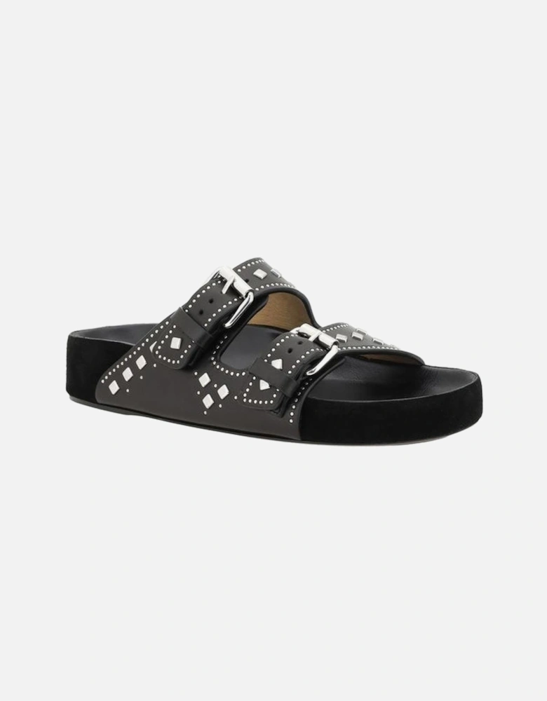 Lennyo Leather Sandals with Studded Buckles Women - Black