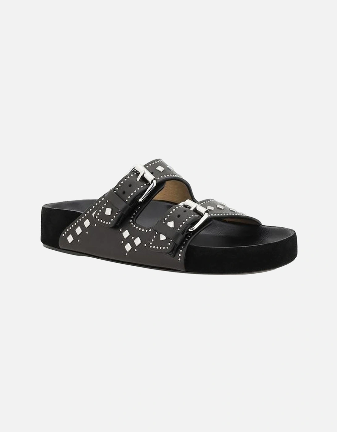 Lennyo Leather Sandals with Studded Buckles Women - Black
