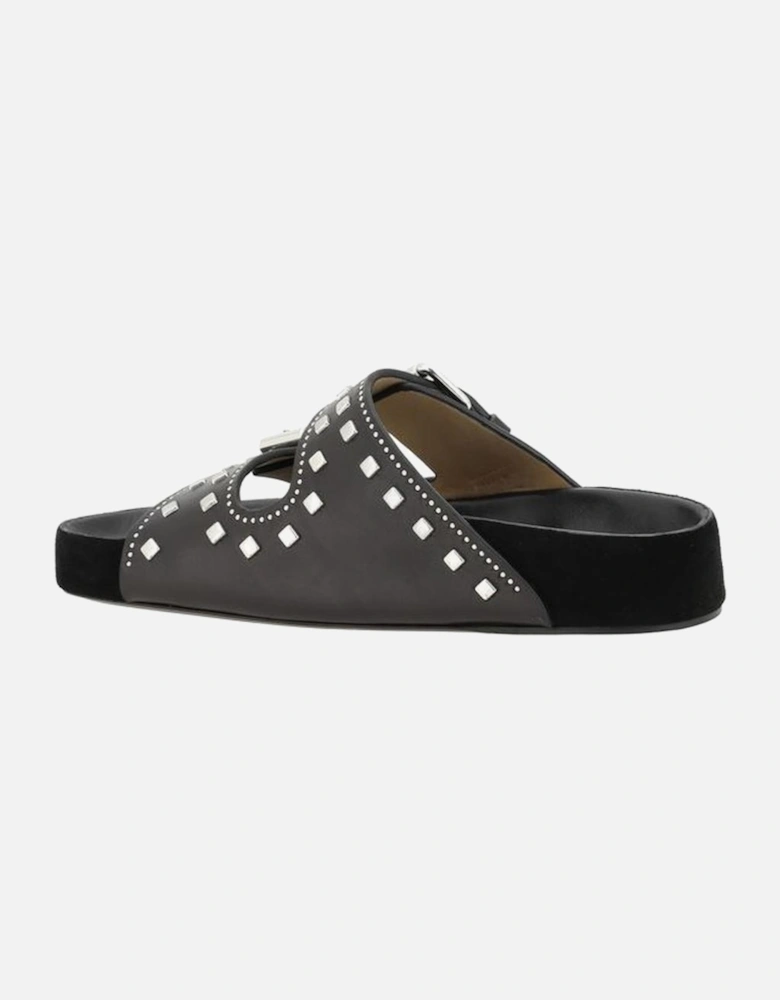 Lennyo Leather Sandals with Studded Buckles Women - Black