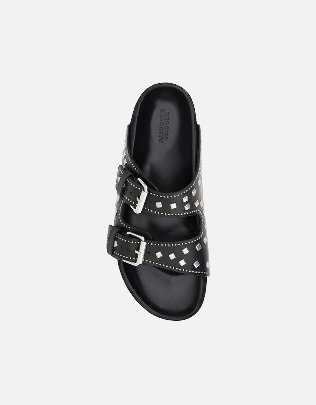 Lennyo Leather Sandals with Studded Buckles Women - Black