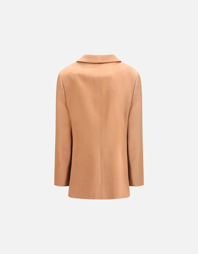 Double-Breasted Satin Blazer with Notched Lapel Women - Multicolor