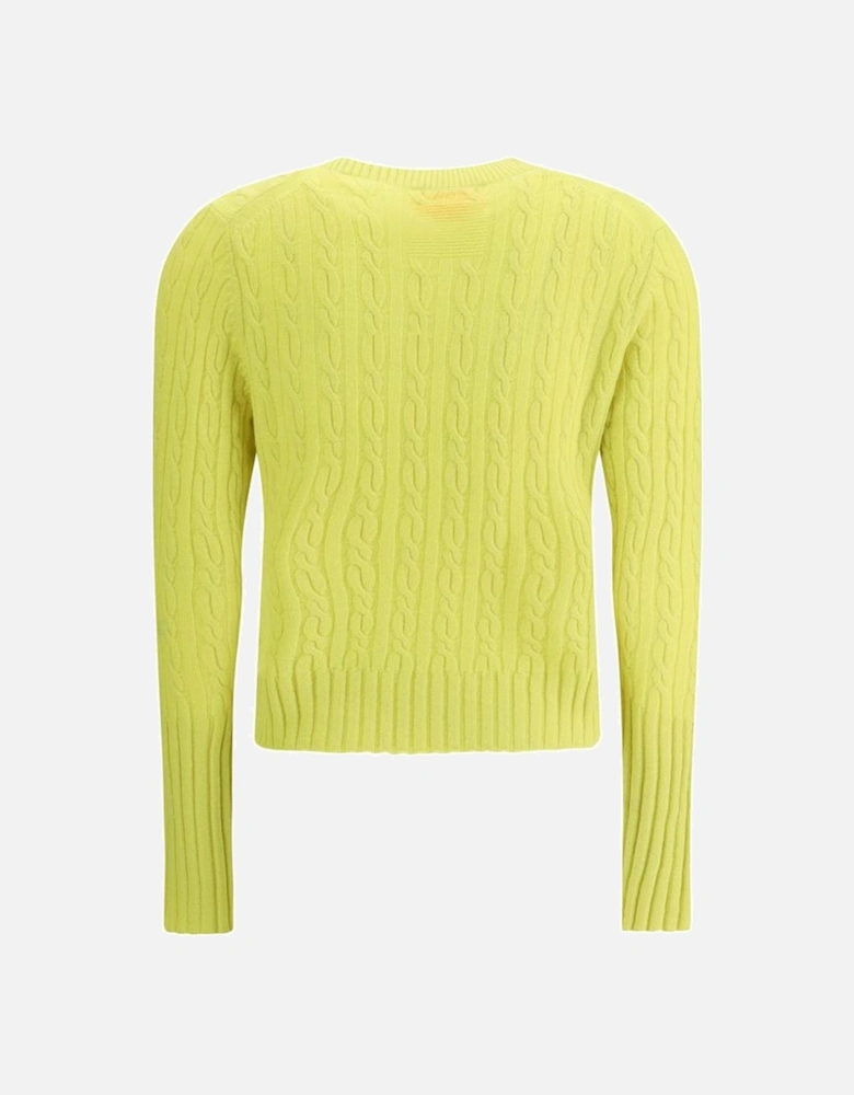 Cashmere Braided Cable-Knit Sweater Women - Yellow