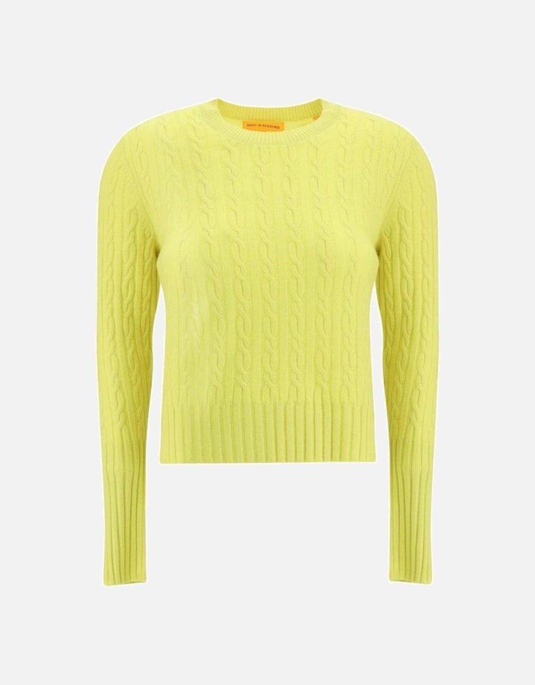 Cashmere Braided Cable-Knit Sweater Women - Yellow