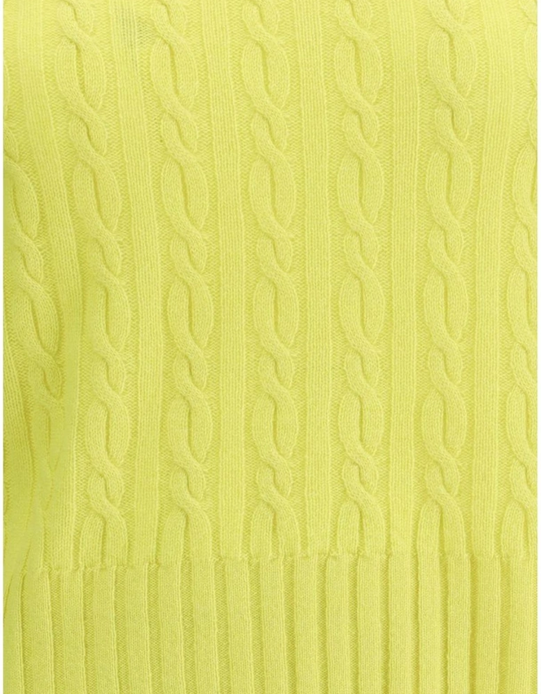 Cashmere Braided Cable-Knit Sweater Women - Yellow