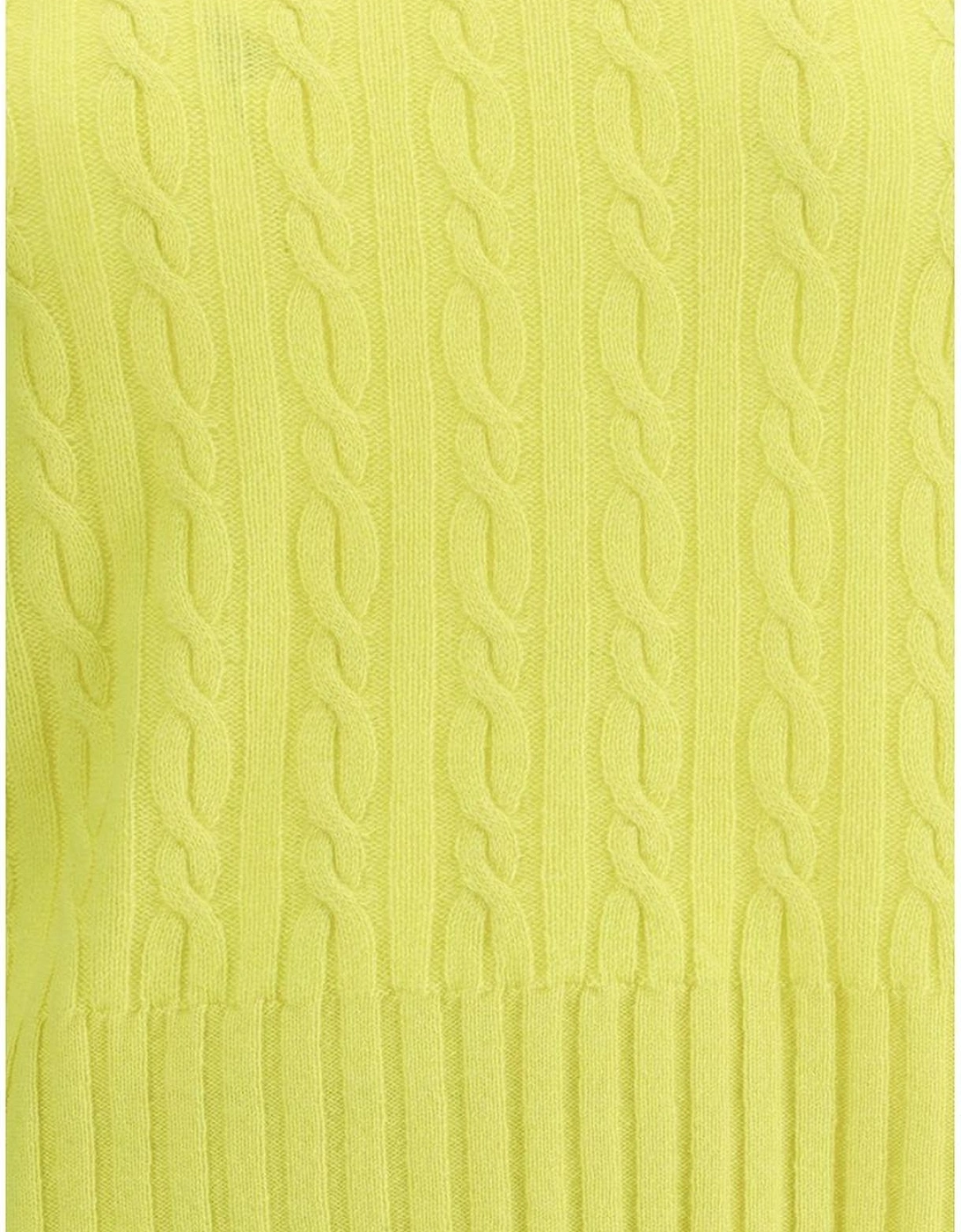 Cashmere Braided Cable-Knit Sweater Women - Yellow