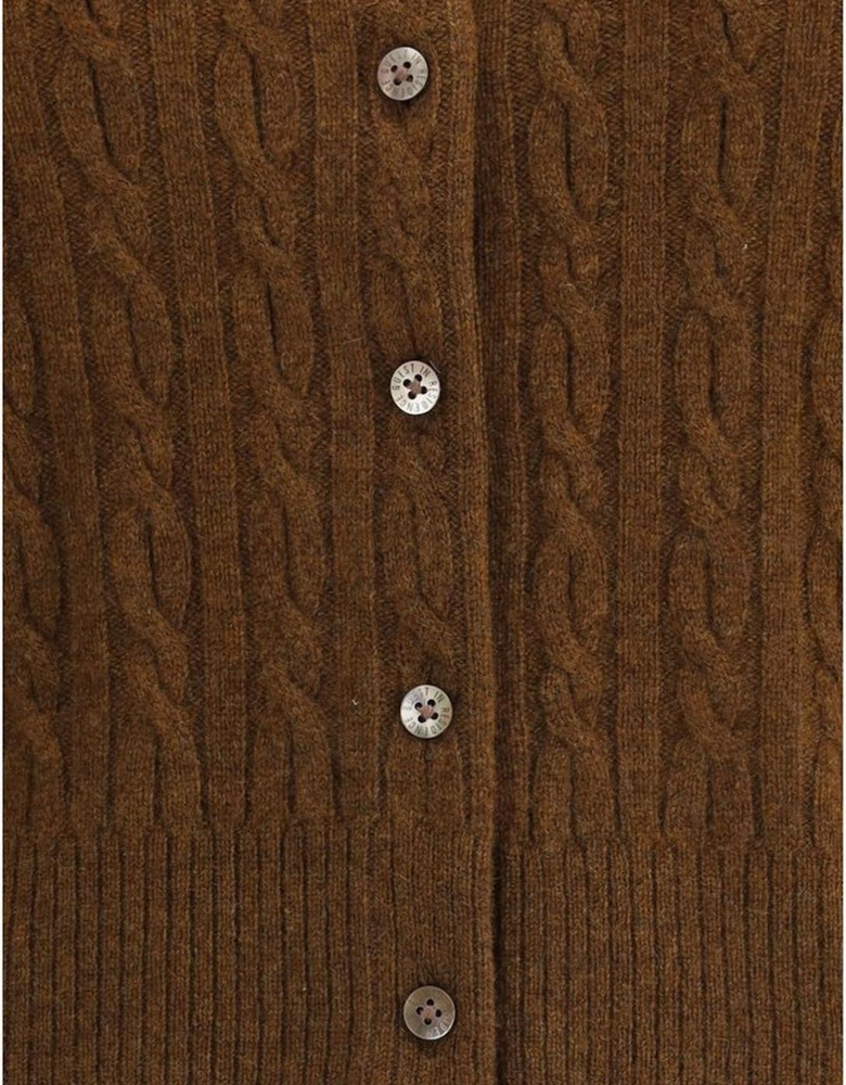 Cashmere Cable-Knit Cardigan with Button Closure Women - Brown
