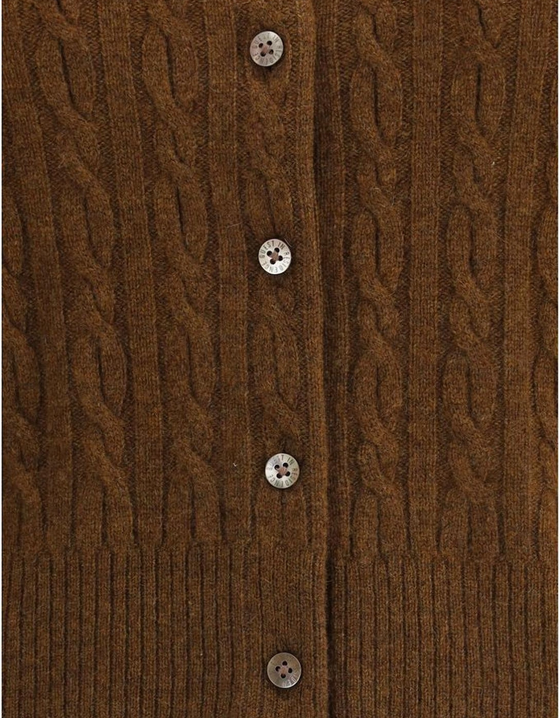 Cashmere Cable-Knit Cardigan with Button Closure Women - Brown