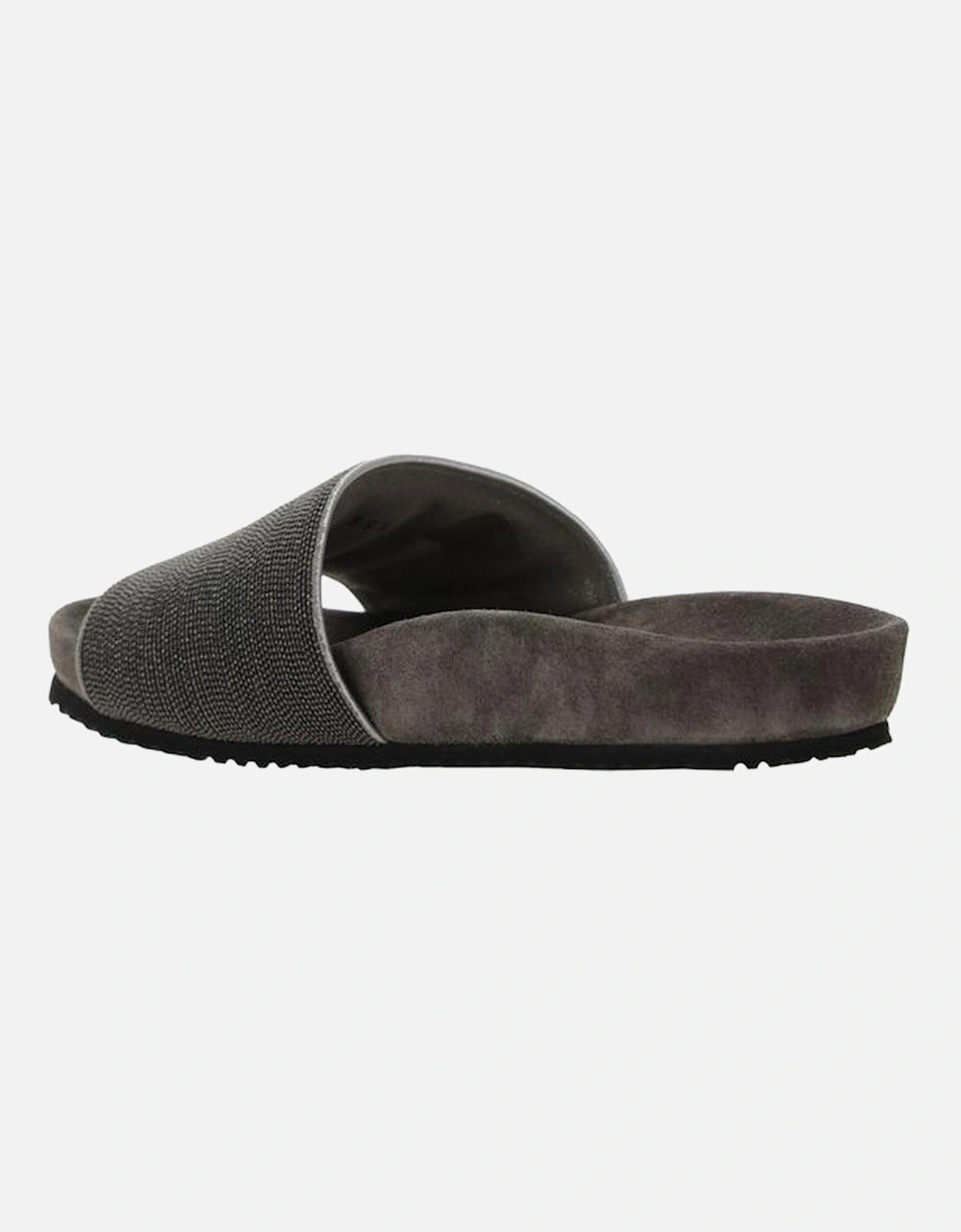 Flat Sole Sandals with Jewel Embellished Band Women - Gray