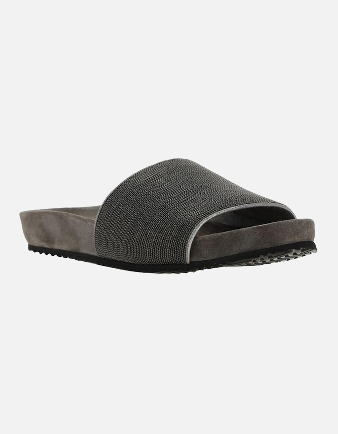 Flat Sole Sandals with Jewel Embellished Band Women - Gray