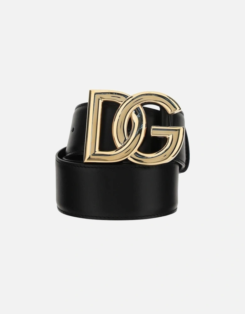 Calfskin Belt with Monogram Buckle Women - Black